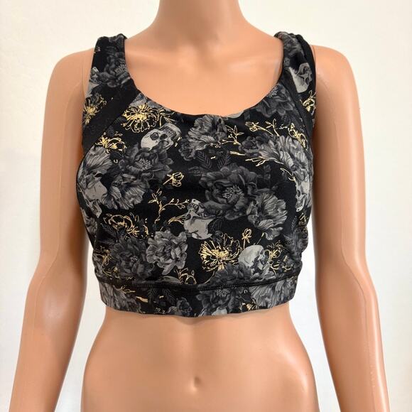Torrid Active 2 foil floral skull lace inlay low impact sports bra top BC 2693 - Picture 10 of 11